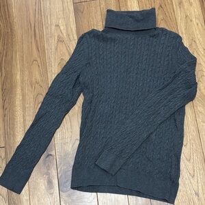 Talbots Charcoal Cable Knit Turtleneck Sweater